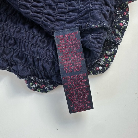 Ralph Lauren Floral Smocked Crop Top – Navy + Red/Green Ditsy (Size M) - Picture 7 of 7